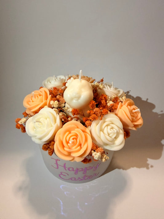 Osterstrauss Kerzendeko mit Baby Hase