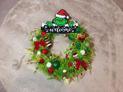 Türkranz im Stil vom Grinch Muffel Weihnachten 30cm