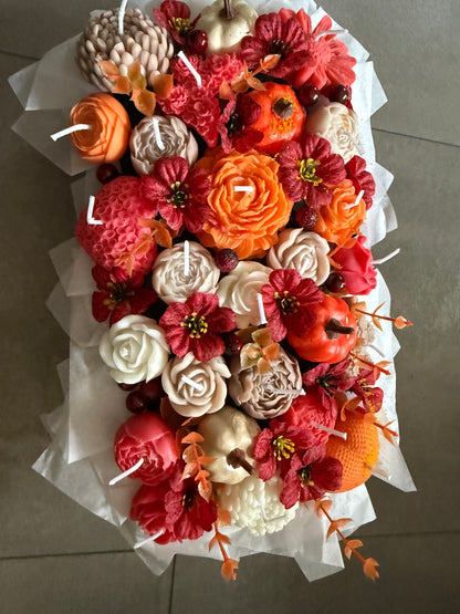 XXL Herbstlicher Kerzen Korb Blumenkerzen Herbst Deko Geschenk