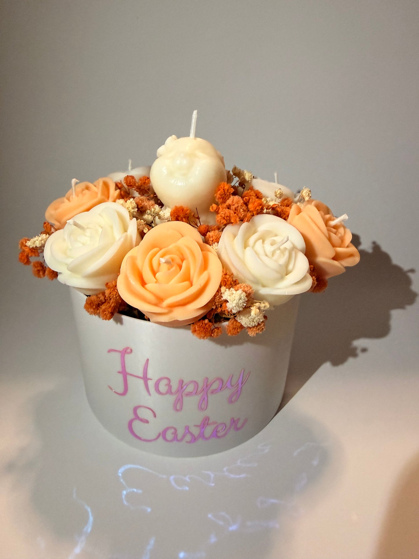 Osterstrauss Kerzendeko mit Baby Hase