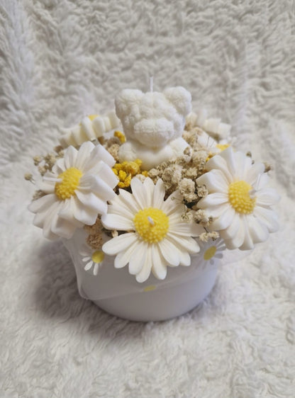 Gänseblümchen Kerzen mit Rosenteddy