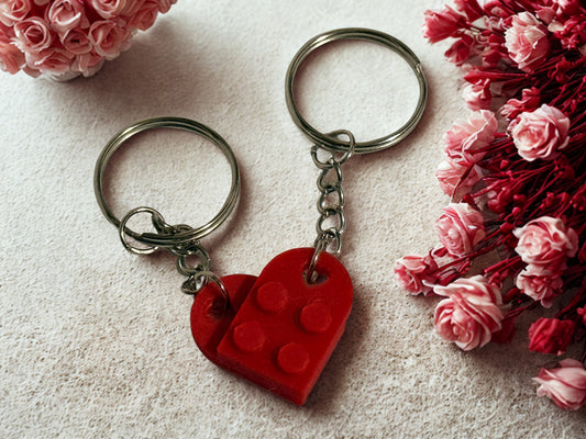 Schlüsselanhänger Herz Bausteine Paar Pärchen Liebe Wunschfarbe