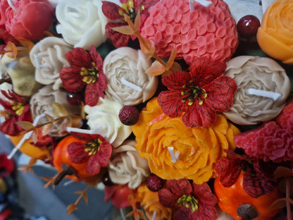 XXL Herbstlicher Kerzen Korb Blumenkerzen Herbst Deko Geschenk