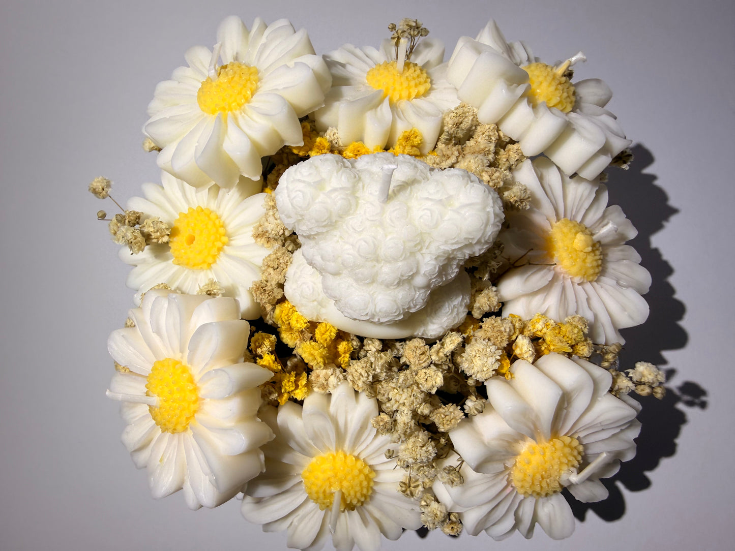 Gänseblümchen Kerzen mit Rosenteddy