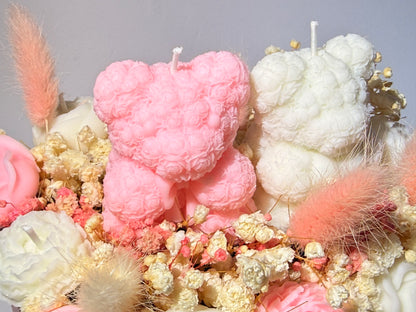 Valentinstag Handtasche Bärenpärchen Blumenkerzen Geschenkbox