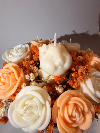 Osterstrauss Kerzendeko mit Baby Hase