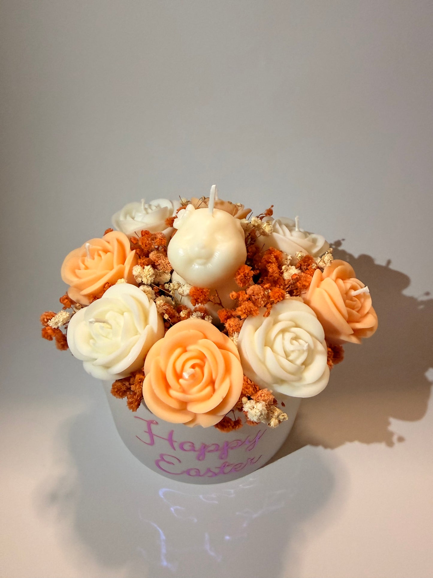 Osterstrauss Kerzendeko mit Baby Hase