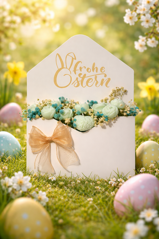 Kerzenpost Ostergesteck in Umschlagbox