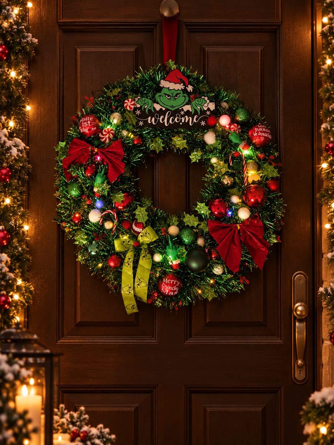 Frecher Türkranz im Stil vom Grinch XXL: 50cm